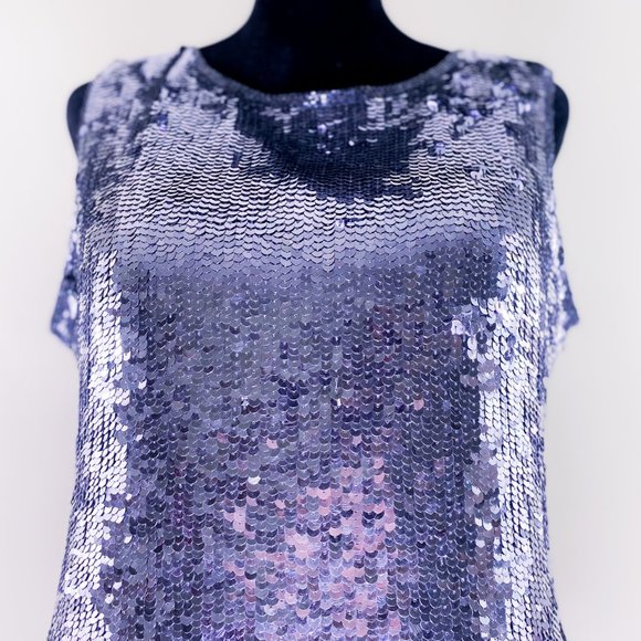 Jennifer Moore | Semi-Formal Women's Silk Beaded Sleeveless Sequin Shirt || Tank - Picture 6 of 15
